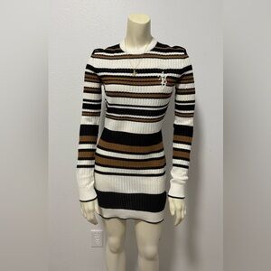 NWT Amiri Backless Multi-Stripe Sweater Dress in Brown/Black